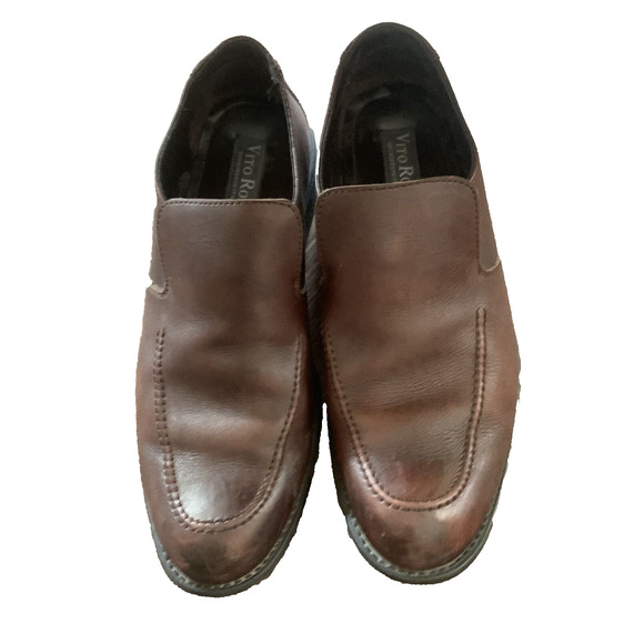 Vito Rossi Oxford Shoes Mens Size 10.5 Italian Leather Chestnut Brown Dress Shoe - Picture 1 of 12